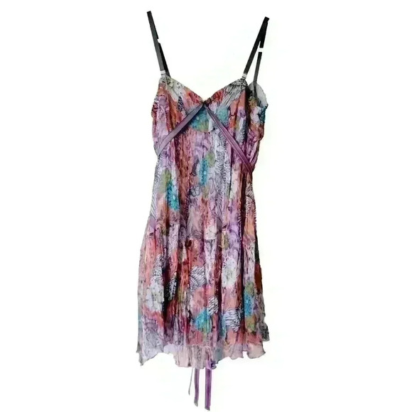 New Garella Elisa Floral Silk Dress Cochella Whimsy Fairy Woman's Size 4 - Picture 3 of 14